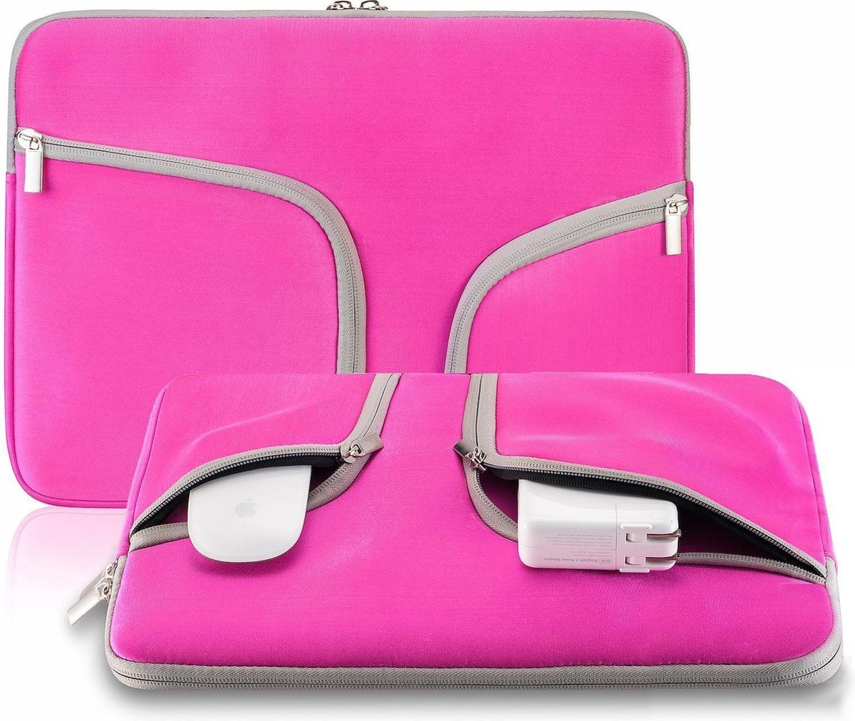 Laptop Sleeve met rits voor o.a. MacBook Pro 13.3 / MacBook Retina 13.3 inch - Laptoptas - Hot Pink