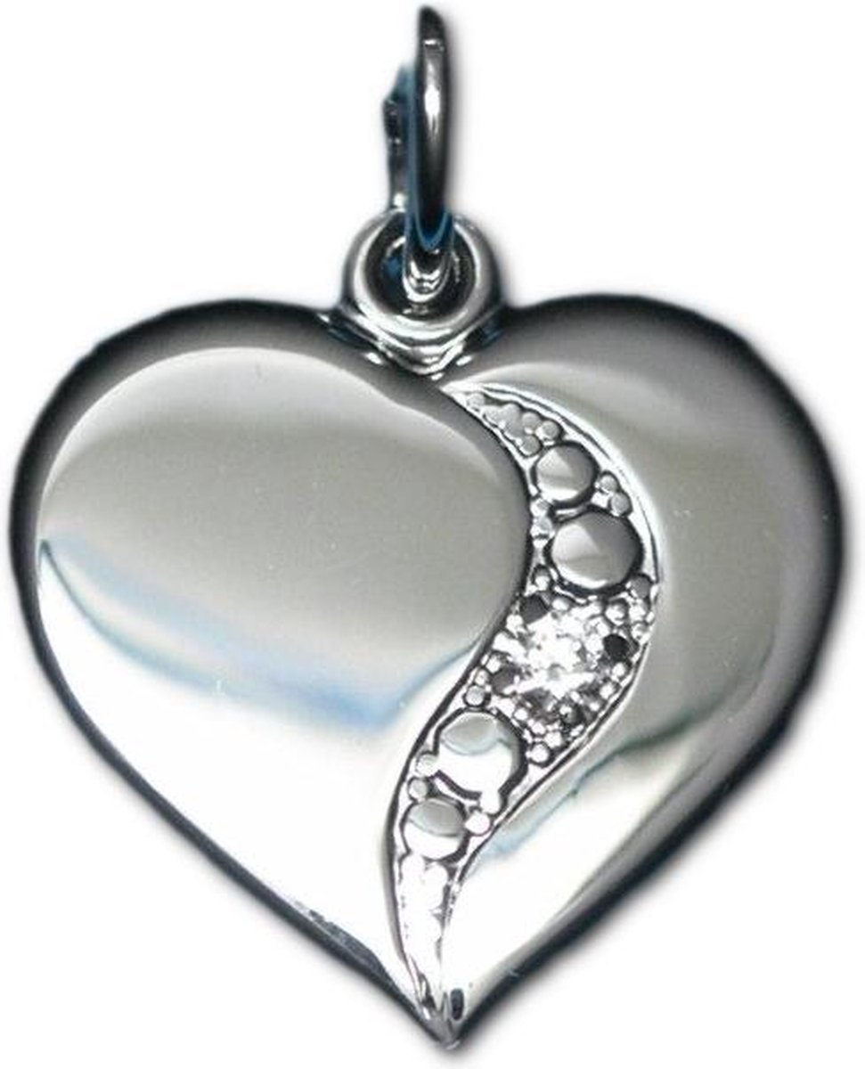 TRESOR hart hanger met Swarovski zirkonia steen - Zilver