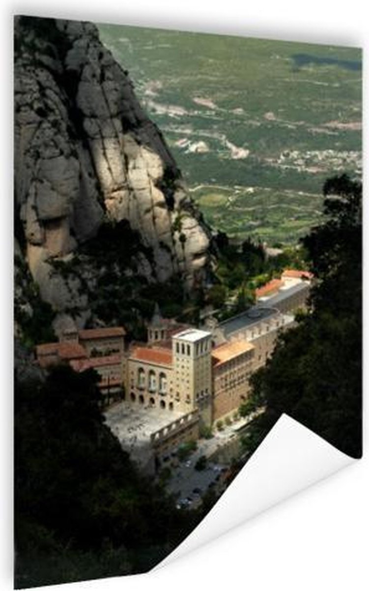 Montserrat klooster tussen bergen Poster 60x90 cm - Foto print op Poster (wanddecoratie woonkamer / slaapkamer) / Europese steden Poster op Prijzenvolger.com