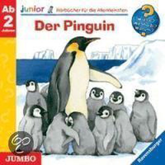 Boek met op de voorkant een grote keizerspinguïn met zijn jongen, staand op het ijs.