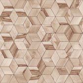 Hexagone 3D kubus bruin modern (vliesbehang, bruin)