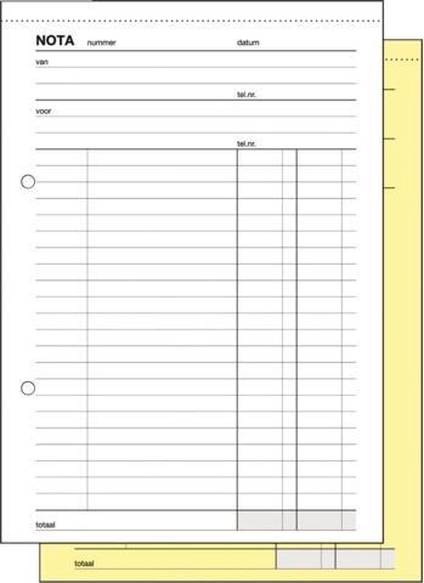 Nota copieboek 205x120 2x50 5st