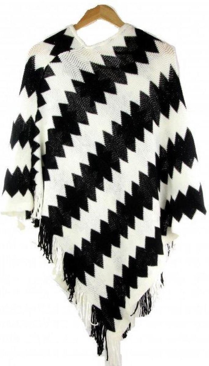 Hippe poncho in de kleuren zwart en wit | bol.com