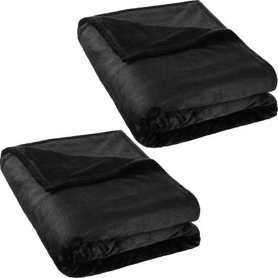 2x Super zachte deken, sprei, grand foulard, plaid, dekens, zwart X 240 cm 401732 | bol.com