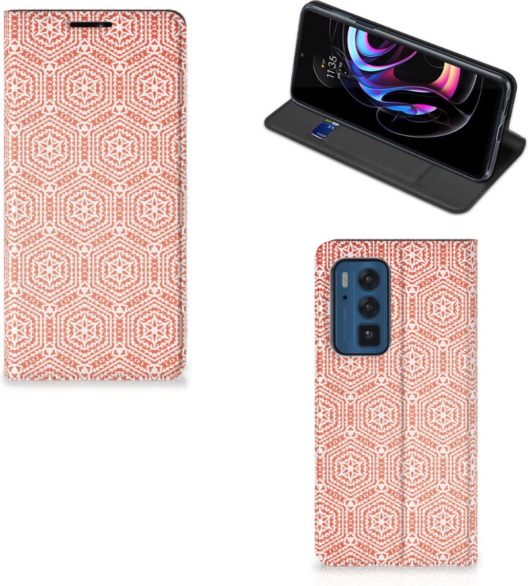 Motorola Edge 20 Pro Hoesje met Magneet Pattern Orange