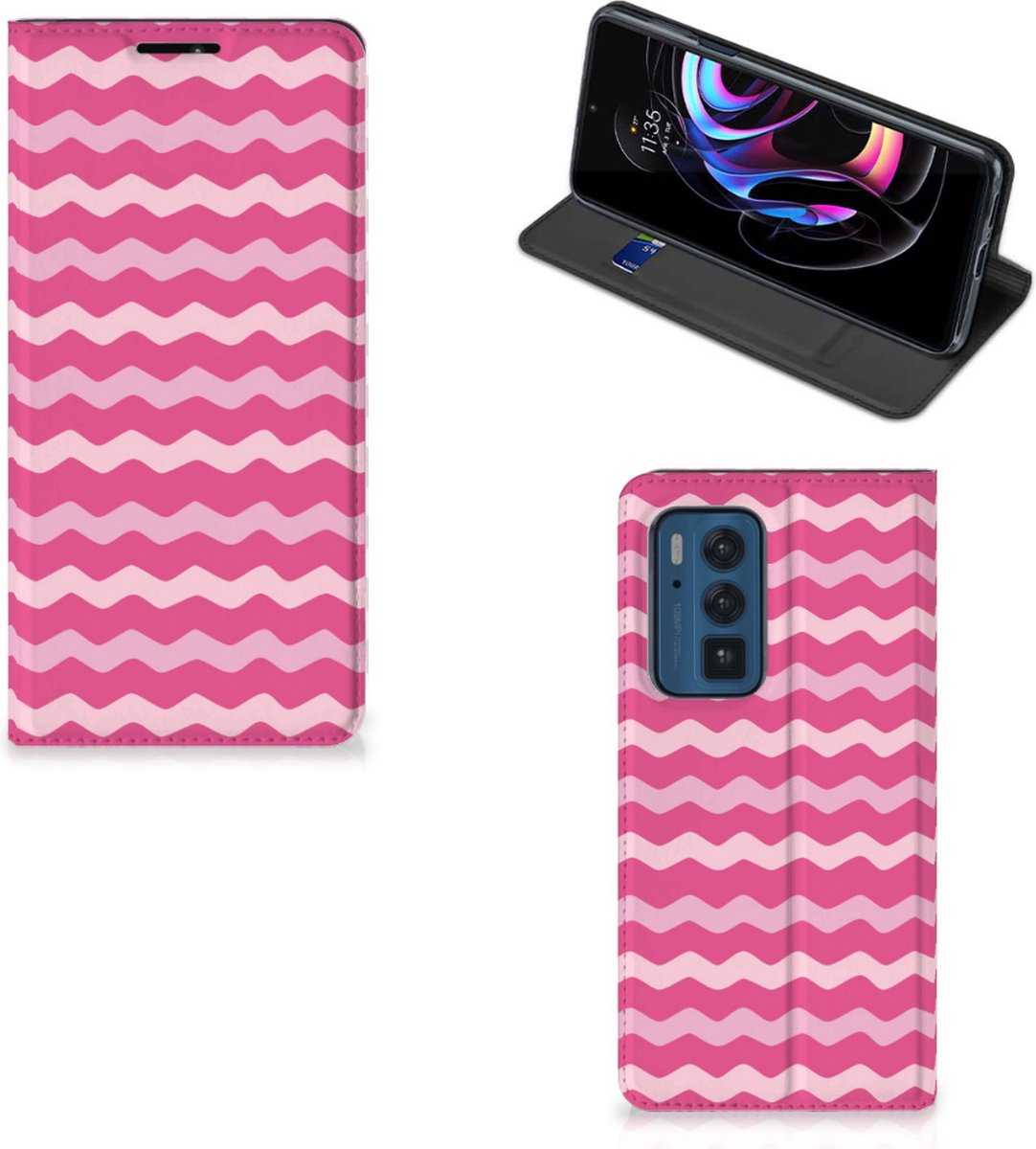 Motorola Edge 20 Pro Hoesje met Magneet Waves Pink
