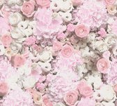 AS Creation Trendwall 2 - ROMANTISCHE BLOEMEN BEHANG - rozen en hortensia's - roze wit - 1005 x 53 cm