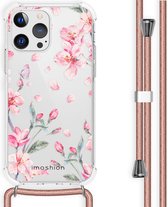iMoshion Design hoesje met koord iPhone 13 Pro - Bloem - Roze