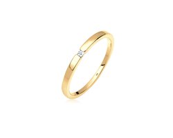 Elli PREMIUM - Ring - Dames Verlovingsring Klassiek met Diamant (0.015 ct.) in 925 Sterling Zilver Verguld - Dames
