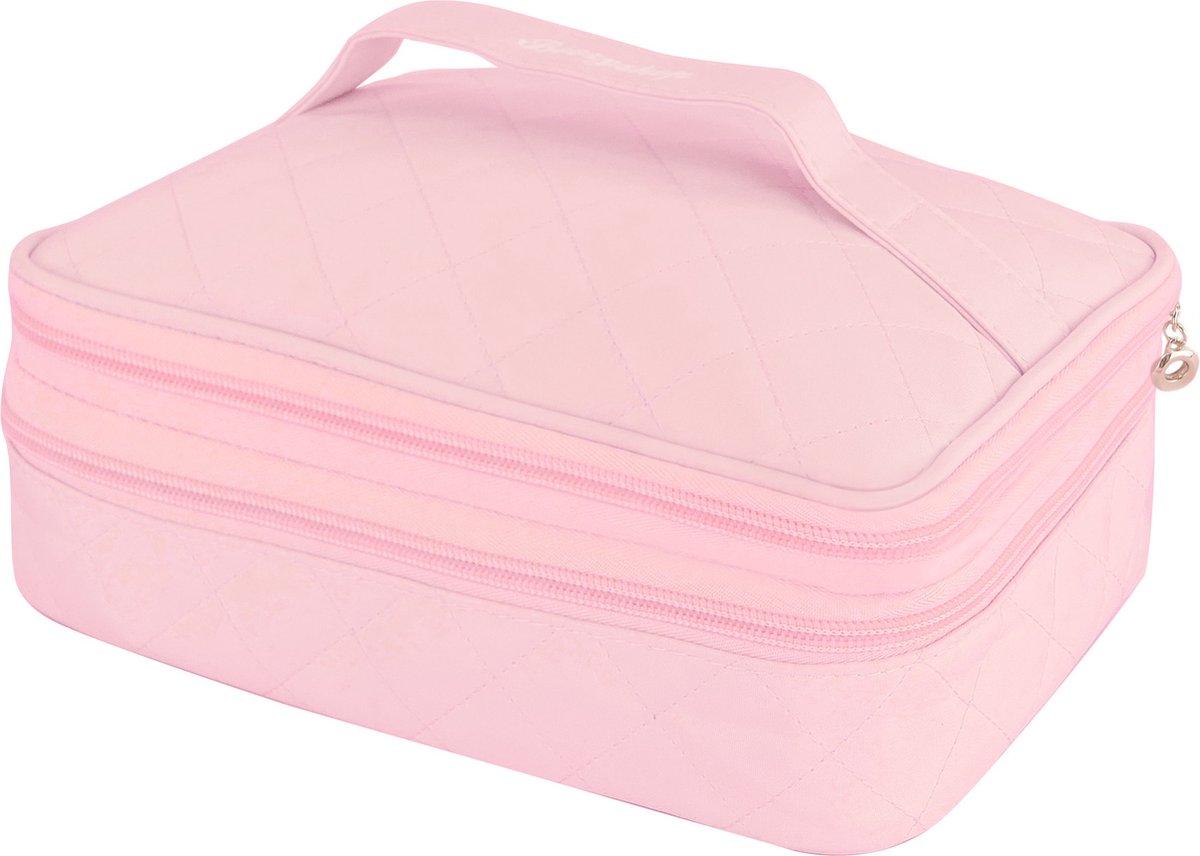Boozyshop ® Make up tasje - Toilettas Dames - Make up koffer - Beautycase - Met handige vakjes - Roze - Makeup Case - Verrassend veel ruimte