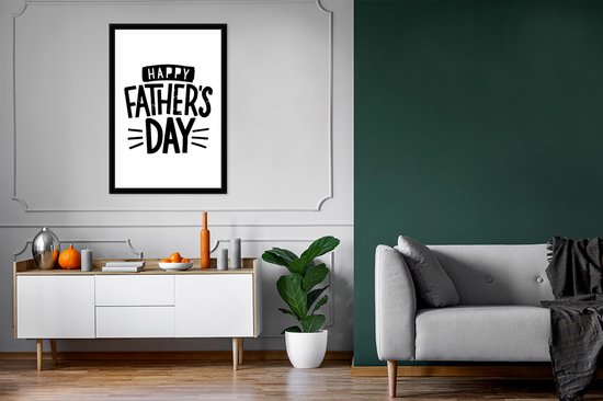 Photo dans le cadre - Présent pour la Vaderdag - HEUREUX DES DAY - Cadre photo blanc 60x90 cm - affiche dans le cadre (Décoration murale salon / chambre à coucher)