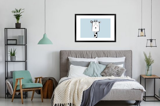 Fotolijst incl. Poster - Giraf - Dieren - Pastel - 90x60 cm - Posterlijst