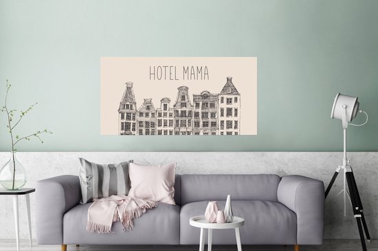 Poster 120x60 cm - Spreuken - Quotes Hotel Mama - Moederdag - Mama cadeau - Moeder - Posters - Kamer decoratie - Wanddecoratie woonkamer - Muurdecoratie slaapkamer