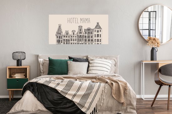 Poster 120x60 cm - Spreuken - Quotes Hotel Mama - Moederdag - Mama cadeau - Moeder - Posters - Kamer decoratie - Wanddecoratie woonkamer - Muurdecoratie slaapkamer