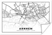 Poster Stadskaart - Arnhem - Zwart - Wit - 60x40 cm - Plattegrond