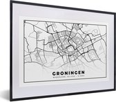 Fotolijst incl. Poster - Stadskaart - Groningen - Nederland - 40x30 cm - Posterlijst - Plattegrond