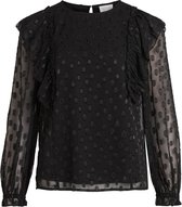 Vila T-shirt Vistacey Jacquard L/s Top/dc 14069837 Black Dames Maat - S