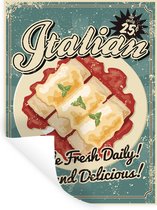 Muurstickers - Sticker Folie - Vintage reclame poster Italiaans eten - 60x80 cm - Plakfolie - Muurstickers Kinderkamer - Zelfklevend Behang - Zelfklevend behangpapier - Stickerfolie