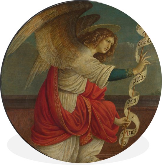 WallCircle - Wandcirkel - Muurcirkel - Aankondiging, de engel Gabriel - schilderij van Gaudenzio Ferrari - Aluminium - Dibond - 140x140 cm - Binnen en Buiten