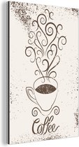 Wanddecoratie Metaal - Aluminium Schilderij Industrieel - Vintage - Coffee - Spreuken - Quotes - 120x180 cm - Dibond - Foto op aluminium - Industriële muurdecoratie - Voor de woonkamer/slaapkamer
