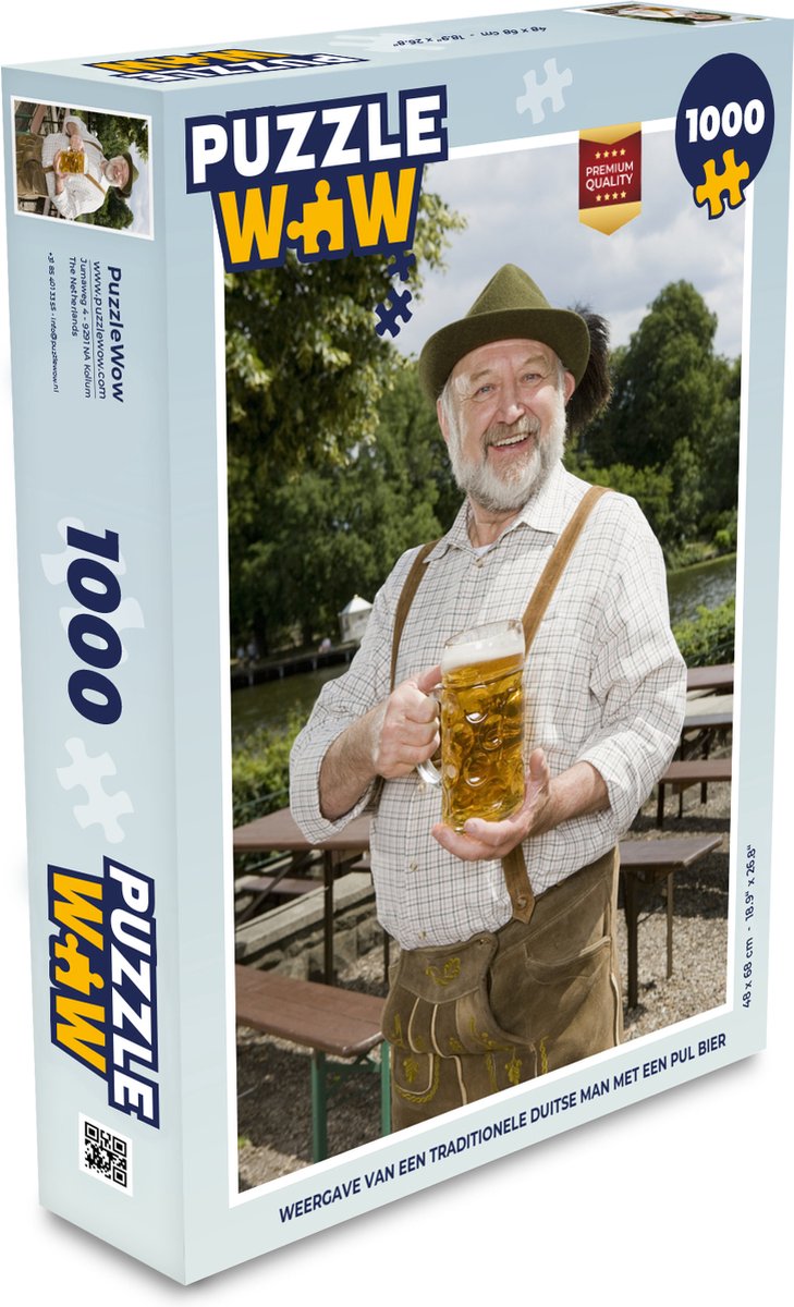 Afbeelding van product PuzzleWow  Puzzel Weergave van een traditionele Duitse man met een pul bier - Legpuzzel - Puzzel 1000 stukjes volwassenen