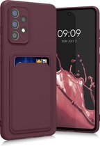 Samsung A02S Hoesje met pasjeshouder Wine Rood - Samsung Galaxy A02s hoesje Soft silicone colour case met kaarthouder