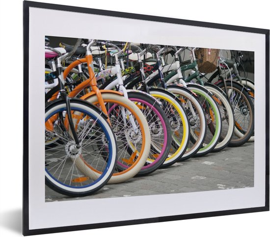 Fotolijst incl. Poster - Meerdere kleurrijke fietsen - 40x30 cm - Posterlijst