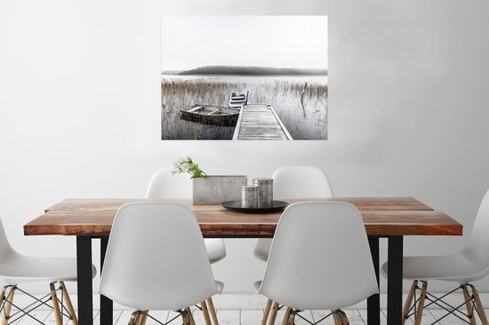 Barques amarrées à une jetée Poster 80x60 cm - Tirage photo sur Poster (décoration murale salon / chambre)