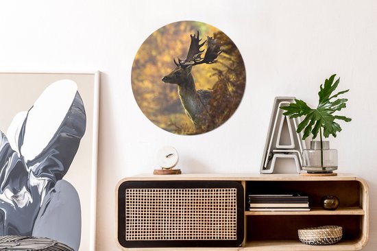 Cercle Mural - Cercle Mural Intérieur - Cerf - Bois - Automne - ⌀ 60 cm - Décoration murale - Peintures Ronds