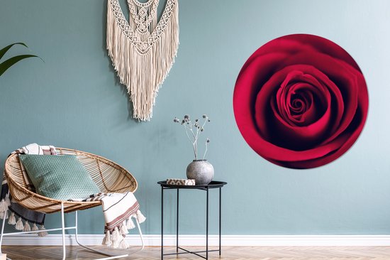 WallCircle - Cercle mural - Cercle mural - Roses - Rouge - Détail - Aluminium - Dibond - 90x90 cm - Intérieur et Extérieur