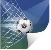 Muurstickers - Sticker Folie - Een illustratie van een voetbal in het net -Jongens - Meisjes - Kinderen - 50x50 cm - Plakfolie - Muurstickers Kinderkamer - Zelfklevend Behang - Zelfklevend behangpapier - Stickerfolie