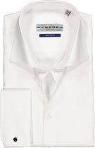 Ledub Tailored Fit overhemd dubbele manchet - wit - Strijkvrij - Boordmaat: 45