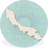 illustration de Curaçao sur fond bleu à rayures Assiette en plastique cercle mural ⌀ 90 cm - impression photo sur cercle mural / cercle vivant (décoration murale)