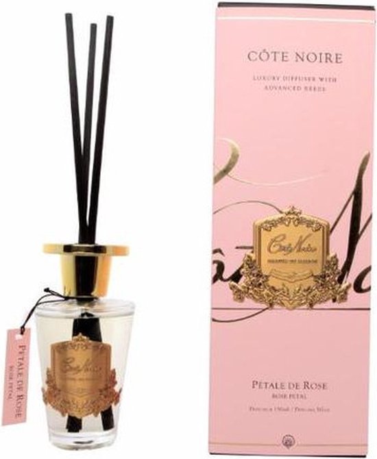 Geurstokjes Rose Petal 90ml goud - Cote Noire