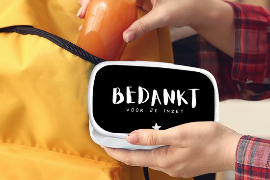 Boîte à pain Wit - Boîte à lunch - Boîte à pain - Proverbes - Collègues - Citations - Merci pour vos efforts - 18x12x6 cm - Adultes - Cadeau Sinterklaas - Distribution de cadeaux pour enfants - Cadeaux chaussures Sinterklaas