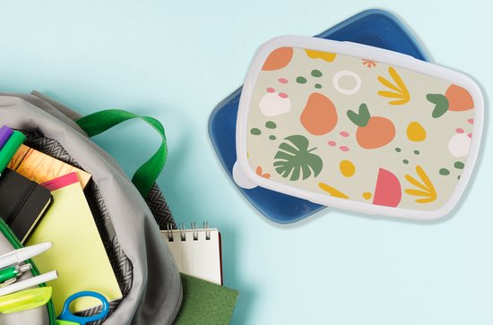 Boîte à pain Blauw - Boîte à lunch - Boîte à pain - Fruit - Trou plante - Motif - 18x12x6 cm - Enfants - Garçon - Cadeau Sinterklaas - Distribution cadeaux pour enfants - Chaussures cadeaux Sinterklaas