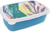 Broodtrommel Blauw - Lunchbox - Brooddoos - Zomer - Kleur - Abstract - 18x12x6 cm - Kinderen - Jongen
