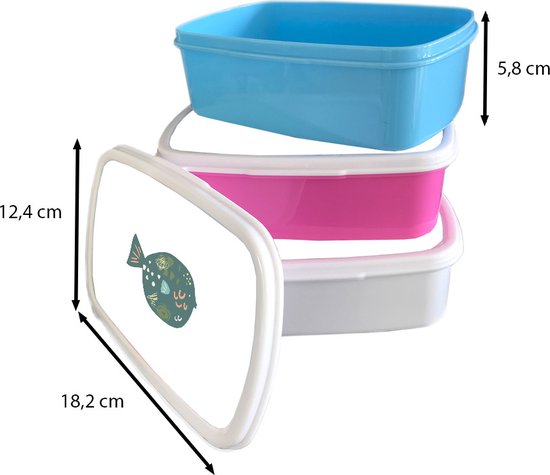 Lunch box Wit - Lunch box - Boîte à pain - Poisson - Vert - Pastel - 18x12x6 cm - Adultes