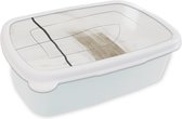 Broodtrommel Wit - Lunchbox - Brooddoos - Verf - Zwart - Wit - 18x12x6 cm - Volwassenen