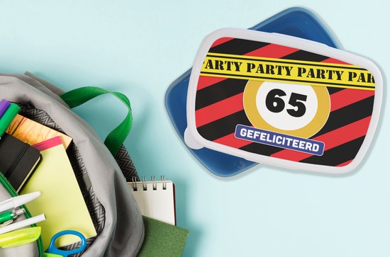 Lunch box Blauw - Lunch box - Boîte à pain - Jubilé - 65 ans - Anniversaire - 18x12x6 cm - Enfants - Garçon