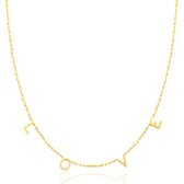 Ketting- L O V E- 43-49 cm-roestvrij staal-goudkleurig