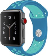 Mobigear Active Siliconen Bandje Geschikt voor Apple Watch Series 3 (38mm) - Blauw / Turquoise