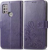 Motorola Moto G10 Hoesje - Mobigear - Clover Serie - Kunstlederen Bookcase - Paars - Hoesje Geschikt Voor Motorola Moto G10