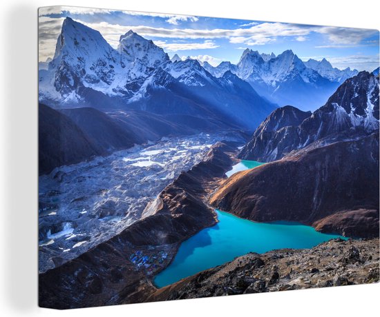Canvas schilderij 180x120 cm - Wanddecoratie Himalaya landschap Nepal - Muurdecoratie woonkamer - Slaapkamer decoratie - Kamer accessoires - Schilderijen