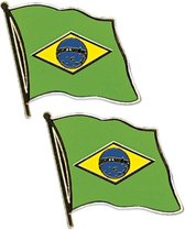 4x stuks pin speldje broche vlag Brazilië 20 mm - Landen supporters artikelen