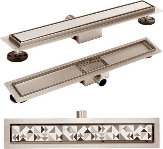 REA Douchegoot Ondiep met Flens 80 cm Neo Pure Geborsteld Champagne