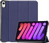 Case2go - Tablet hoes geschikt voor Apple iPad Mini 6 (2021) - 8.3 inch - Tri-Fold Book Case - Apple Pencil Houder - Donker Blauw