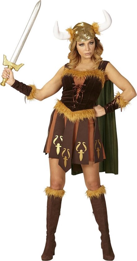 Widmann - Piraat & Viking Kostuum - Viking Sigursdottir - Vrouw - Bruin - Medium - Carnavalskleding - Verkleedkleding
