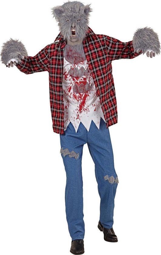 Widmann - Weerwolf Kostuum - Weerwolf William - Man - Rood, Grijs - Large - Halloween - Verkleedkleding