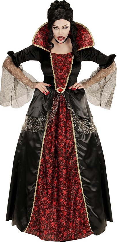 Widmann - Vampier & Dracula Kostuum - Vrouwelijke Vampier Velvetia Kostuum - Rood, Zwart - Small - Halloween - Verkleedkleding